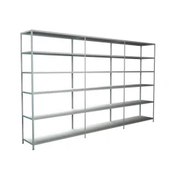 Steck-Grundregal und 2 Anbauregale 230 x 260 x 35 cm, 18 Böden, weiß, Tragkraft 510 kg