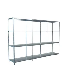 Steck-Grundregal und 3 Anbauregale 200 x 400 x 35 cm, 20 Böden, verzinkt, Tragkraft 425 kg