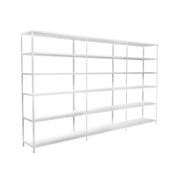 Steck-Grundregal und 2 Anbauregale 230 x 260 x 50 cm, 18 Böden, weiß, Tragkraft 510 kg