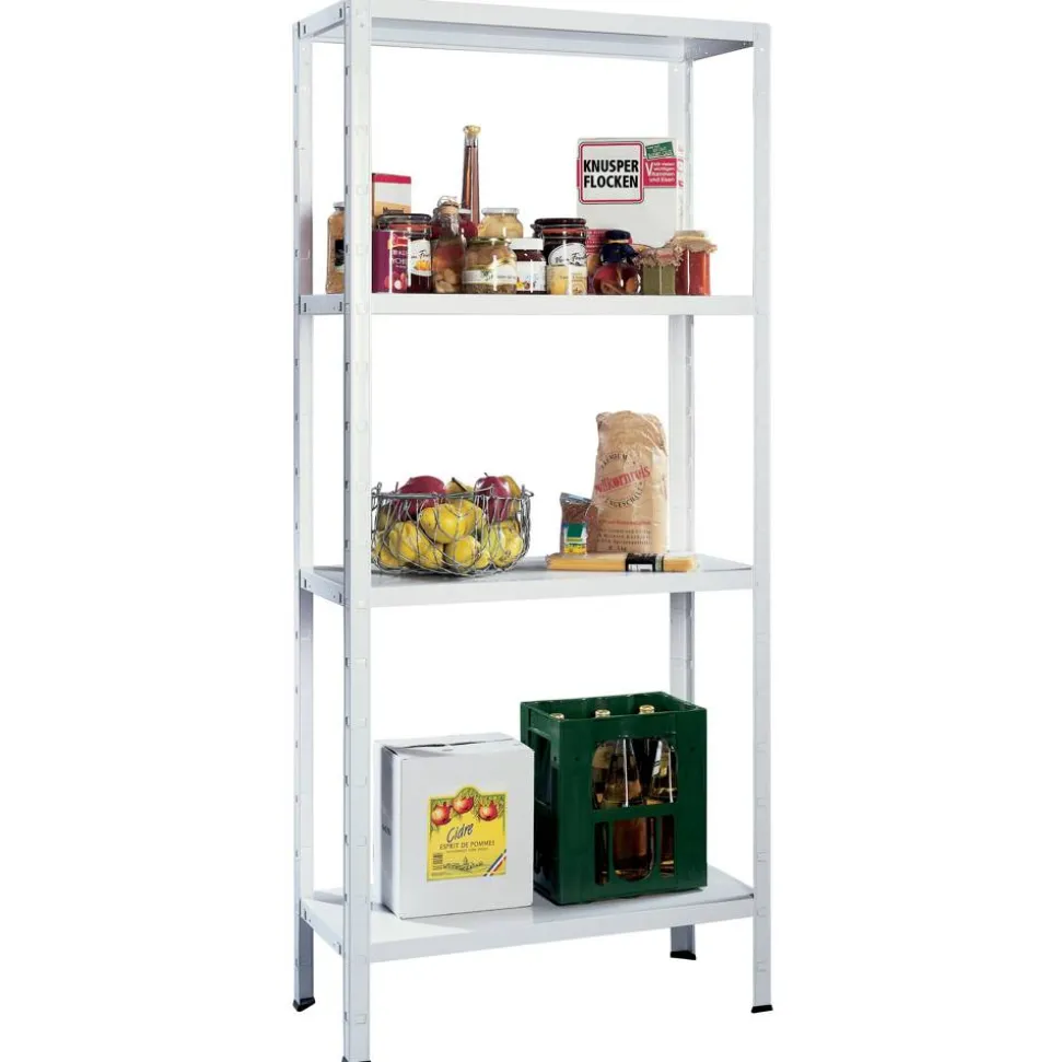 Steck-Grundregal 190 x 100 x 40 cm, 4 Böden, weiß, Tragkraft 260 kg