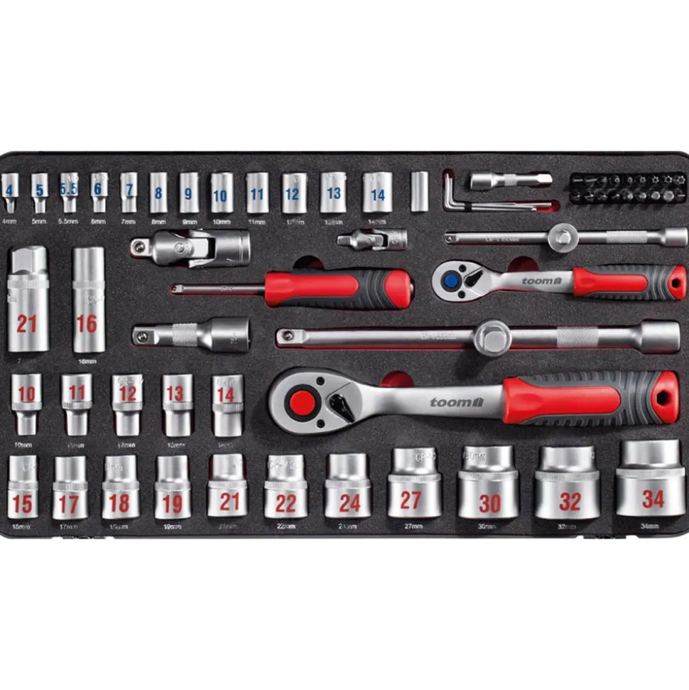 Steckschlüssel-Set 1/2" und 1/4" 64-teilig