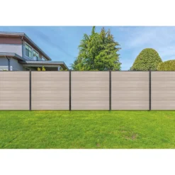 Steckzaun 'BasicLine' schmal Stecksystem Eichefarben hell 180 x 180 cm