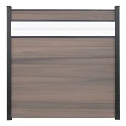 Steckzaun 'Solid' BPC braun/bi-color mit 30 cm Glaseinsatz 180 x 180 cm