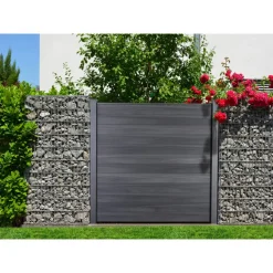 Steckzaun 'Solid' BPC steingrau 180 x 180 cm