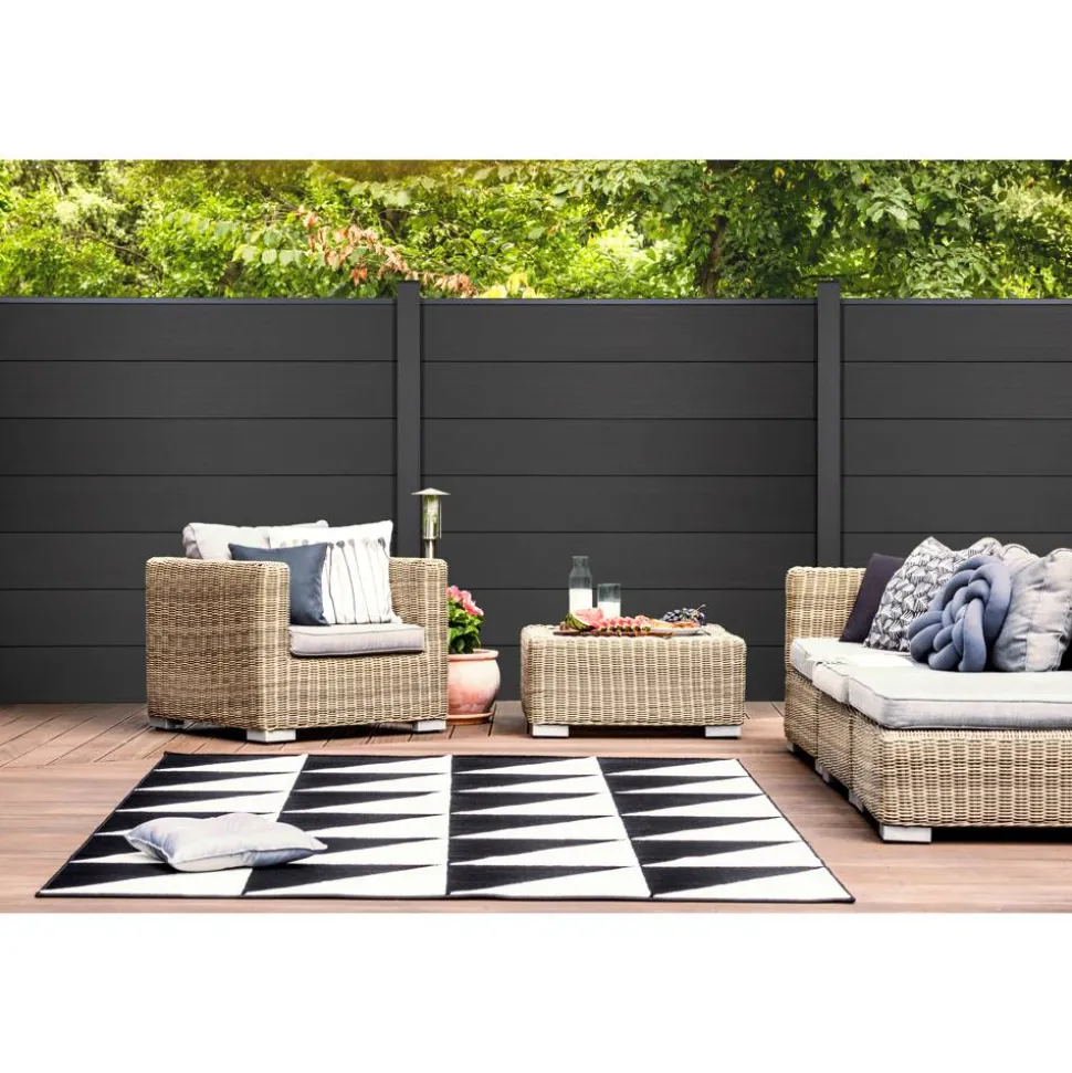 Steckzaun 'Solid Grande' BPC quadratisch anthrazitgrau 180 x 180 cm