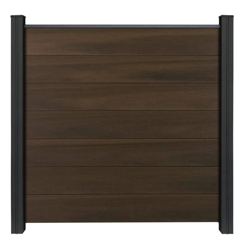 Steckzaun 'Solid Grande' BPC quadratisch Walnussfarben 180 x 180 cm