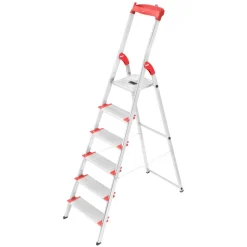 Stehleiter 'L81 ComfortLine' 6 Stufen 128 cm mit Wechselfuß-Set