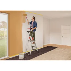 Stehleiter 'L100 TopLine' 4 Stufen, silbern 85 cm