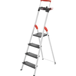 Stehleiter 'L100 TopLine' 4 Stufen, silbern 85 cm