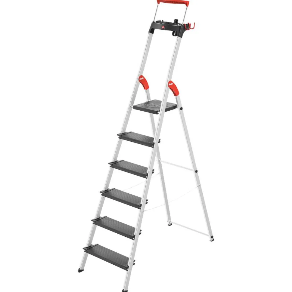 Stehleiter 'L100 TopLine' 6 Stufen, silbern 128 cm