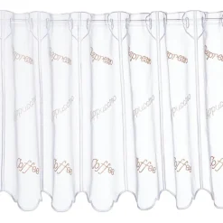 Stickereipanneau Meterware Schriftzüge beige/weiß
