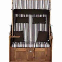 Strandkorb 'Trend 10+' 2-Sitzer Akazienholz braun/beige 101 x 165 x 80 cm