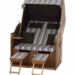 Strandkorb 'Trend 10+' 2-Sitzer Akazienholz braun/beige 101 x 165 x 80 cm