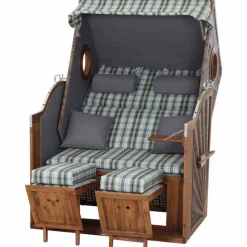 Strandkorb 'Trend 45' 2-Sitzer Akazienholz grün 120 x 155 x 80 cm