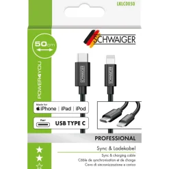 Sync- und Ladekabel Apple® Lightning auf USB-C schwarz 0,5 m