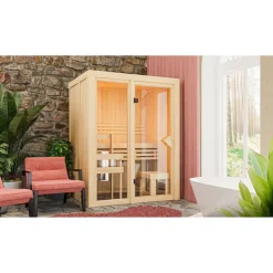 Systemsauna 'Solara 1' naturbelassen 3,6 kW Ofen 155 x 122 x 198 cm
