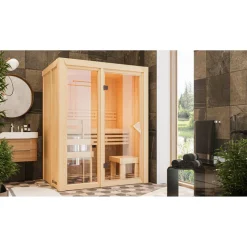 Systemsauna 'Solara 1' naturbelassen 3,6 kW Ofen 155 x 122 x 198 cm