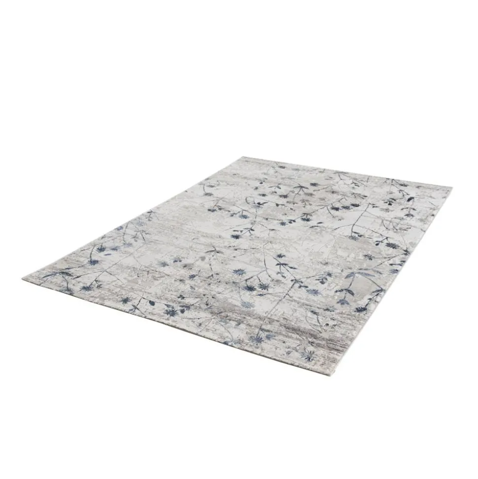 Teppich 'Antea' Blumen blau 133 x 190 cm