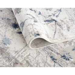 Teppich 'Antea' Blumen blau 133 x 190 cm