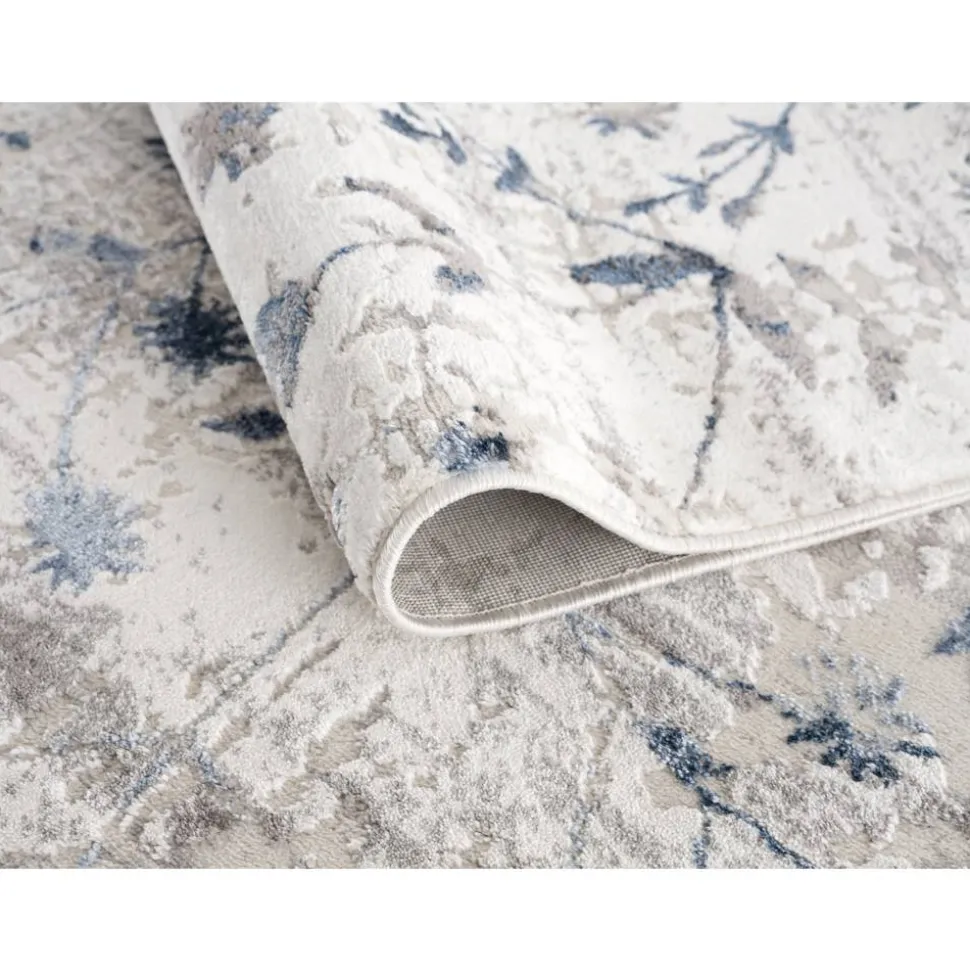 Teppich 'Antea' Blumen blau 133 x 190 cm
