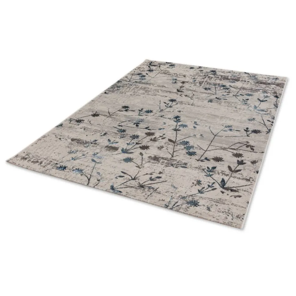 Teppich 'Antea' Blumen blau 133 x 190 cm