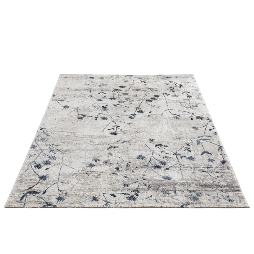 Teppich 'Antea' Blumen blau 133 x 190 cm