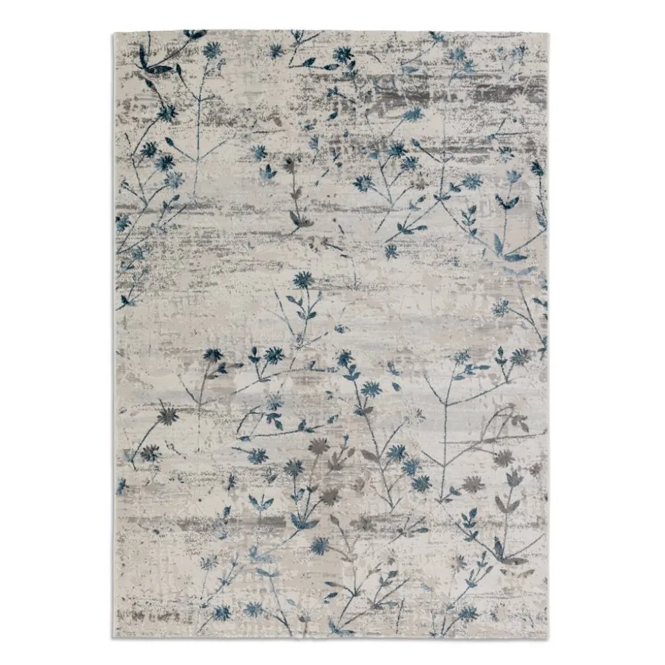 Teppich 'Antea' Blumen blau 133 x 190 cm