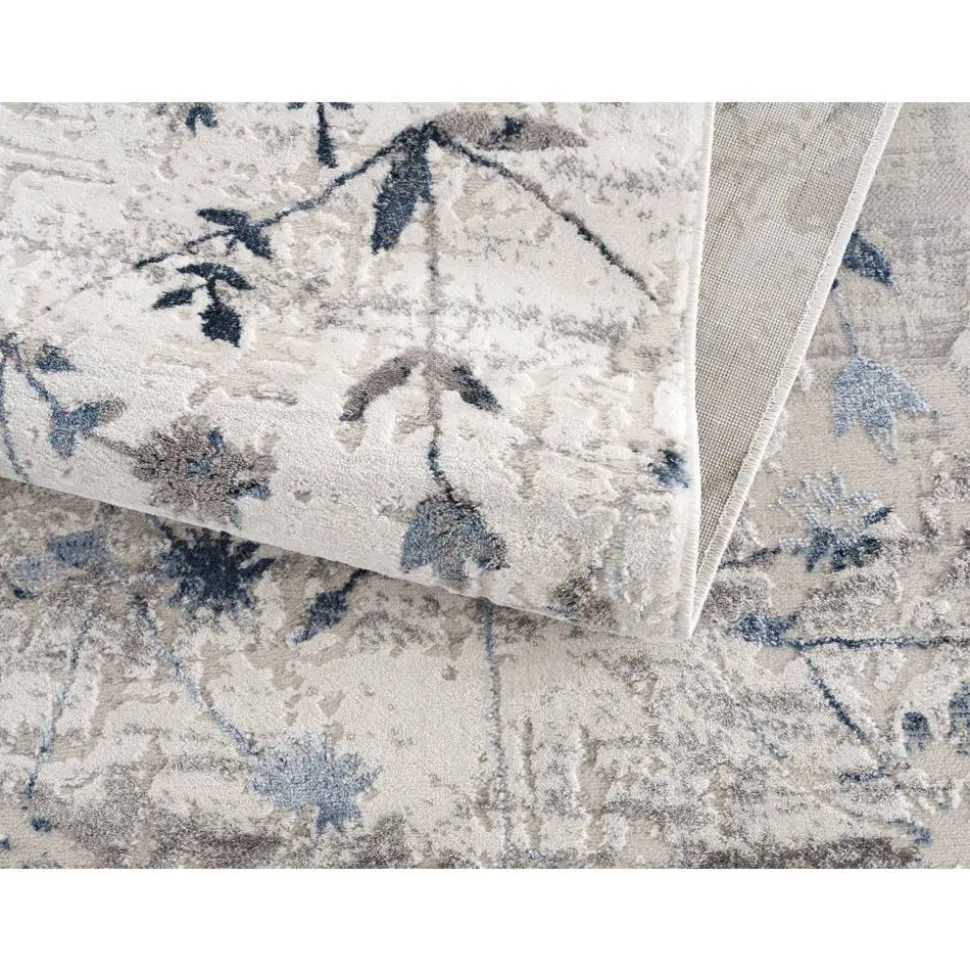 Teppich 'Antea' Blumen blau 133 x 190 cm