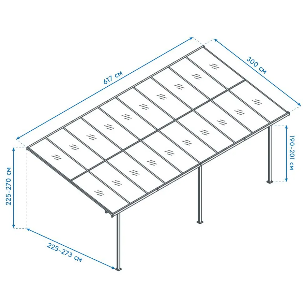 Terrassenüberdachung 'Bruce 617' Aluminium schwarz 300 x 617 x 270 cm
