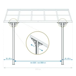 Terrassenüberdachung 'Bruce 435' Aluminium weiß 300 x 435 x 270 cm