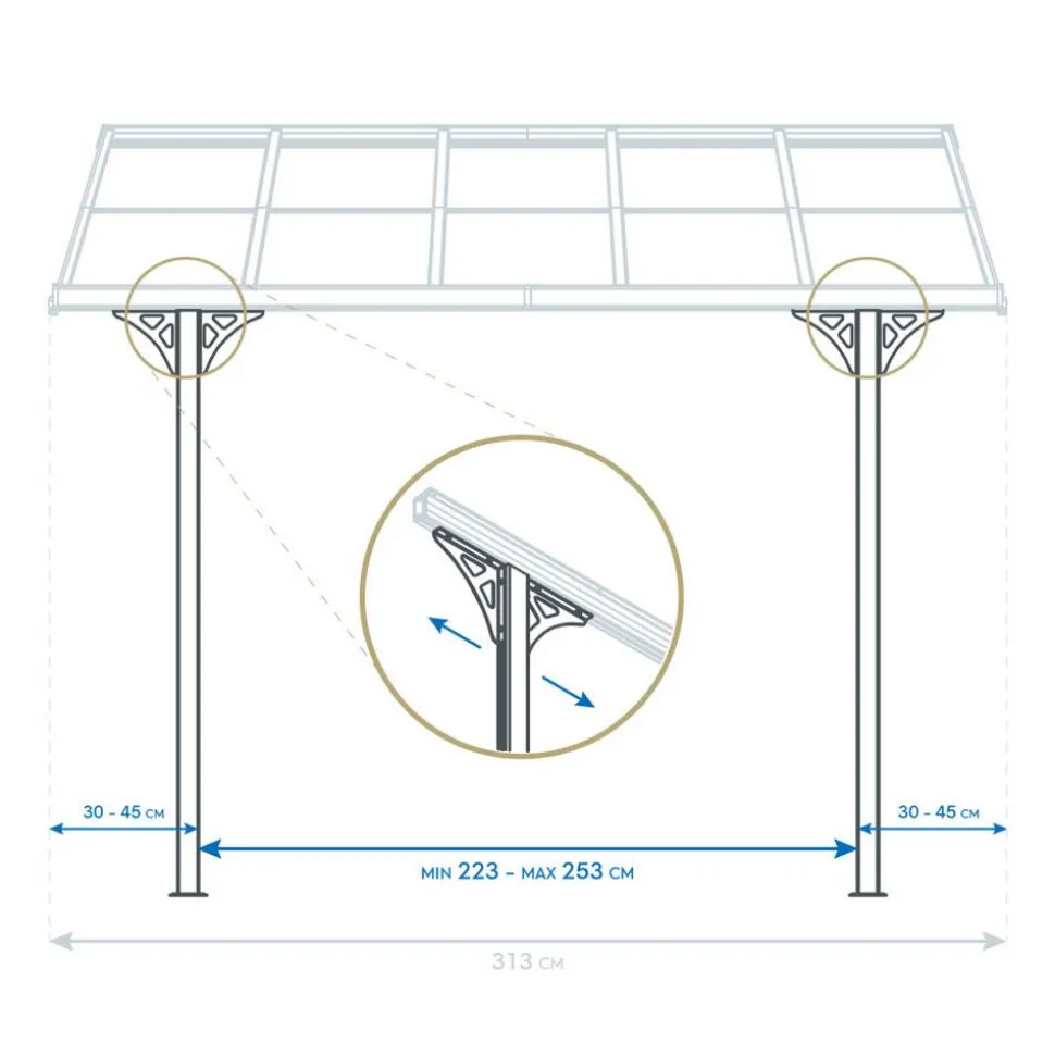 Terrassenüberdachung 'Bruce 435' Aluminium weiß 300 x 435 x 270 cm