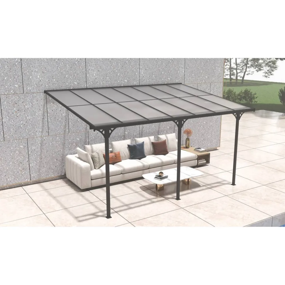 Terrassenüberdachung 'Bruce' Aluminium schwarz 300 x 435 x 270 cm