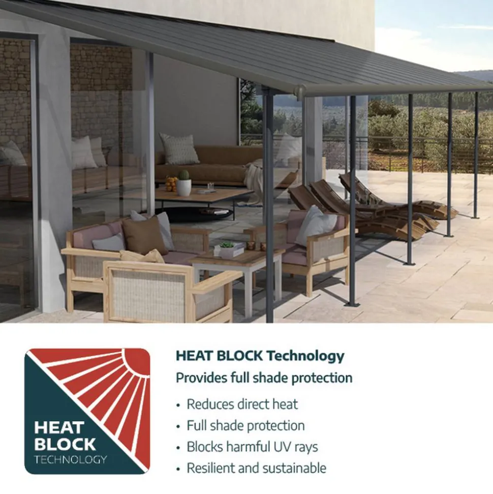 Terrassenüberdachung 'Capri' anthrazit 295 x 314 cm Polycarbonat grau