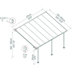Terrassenüberdachung' Feria' anthrazit 294 x 425 cm Polycarbonat transparent