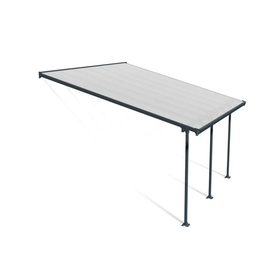 Terrassenüberdachung 'Feria' anthrazit 380 x 425 cm Polycarbonat transparent