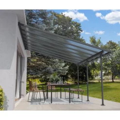 Terrassenüberdachung 'Feria' anthrazit 380 x 425 cm Polycarbonat transparent