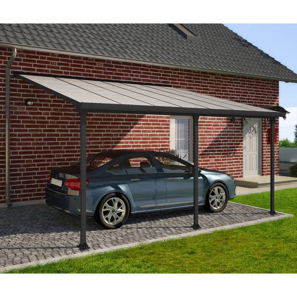 Terrassenüberdachung 'Feria' anthrazit 380 x 425 cm Polycarbonat transparent