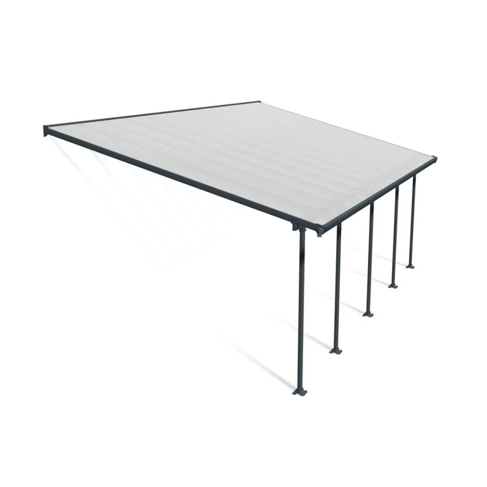 Terrassenüberdachung 'Feria' anthrazit 380 x 787 cm Polycarbonat transparent