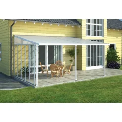 Terrassenüberdachung 'Feria' weiß 380 x 606 cm Polycarbonat transparent