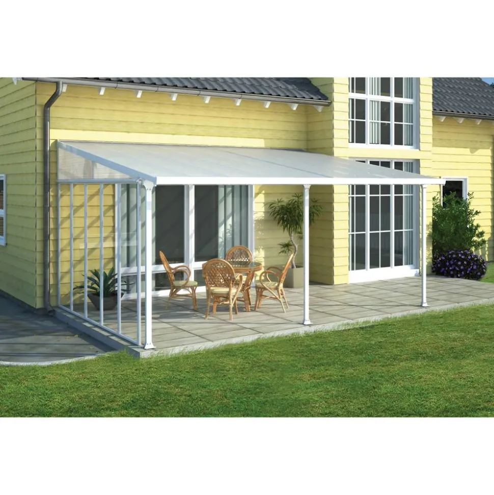 Terrassenüberdachung 'Feria' weiß 380 x 606 cm Polycarbonat transparent