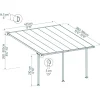 Terrassenüberdachung 'Feria' weiß 380 x 425 cm Polycarbonat transparent