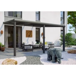 Terrassenüberdachung 'Garda' 434 x 307 cm Aluminium Doppelstegplatten anthrazit