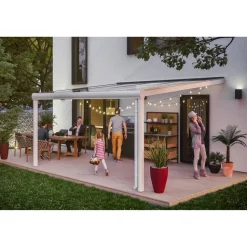 Terrassenüberdachung 'Genua' 434 x 257 cm Aluminium Doppelstegplatten weiß