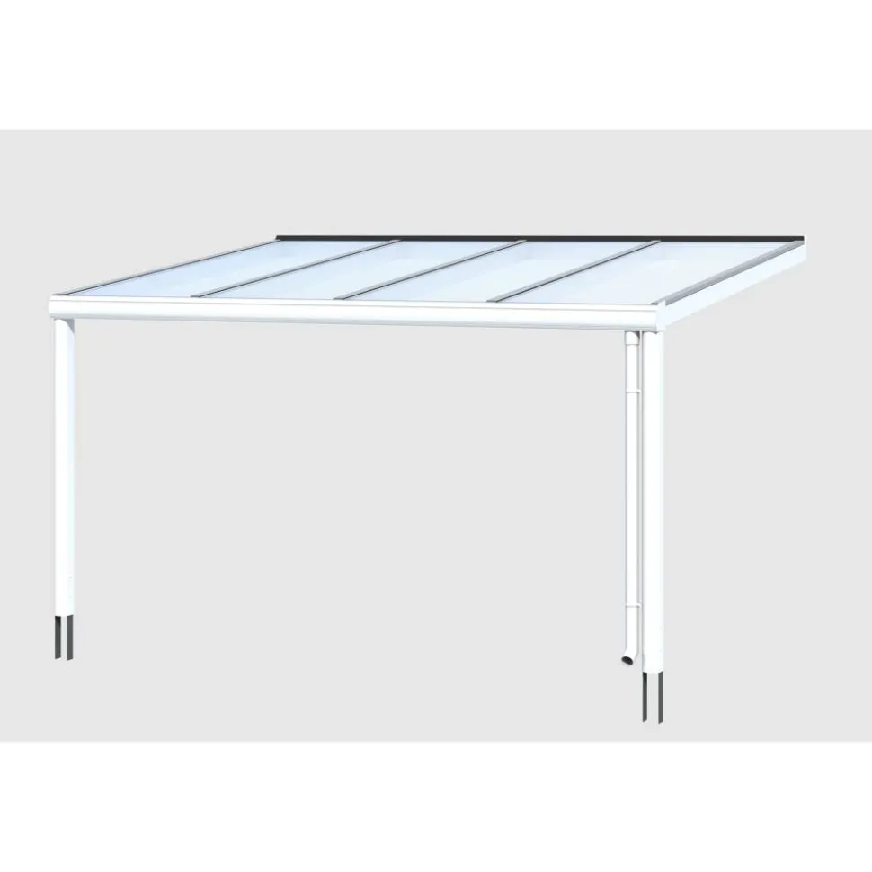 Terrassenüberdachung 'Genua' 434 x 257 cm Aluminium Doppelstegplatten weiß