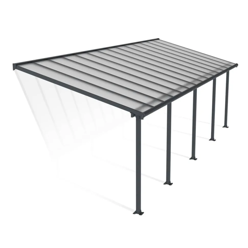 Terrassenüberdachung 'Olympia' anthrazit 294 x 860 cm Polycarbonat transparent