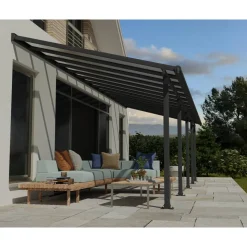 Terrassenüberdachung 'Olympia' anthrazit 294 x 860 cm Polycarbonat transparent