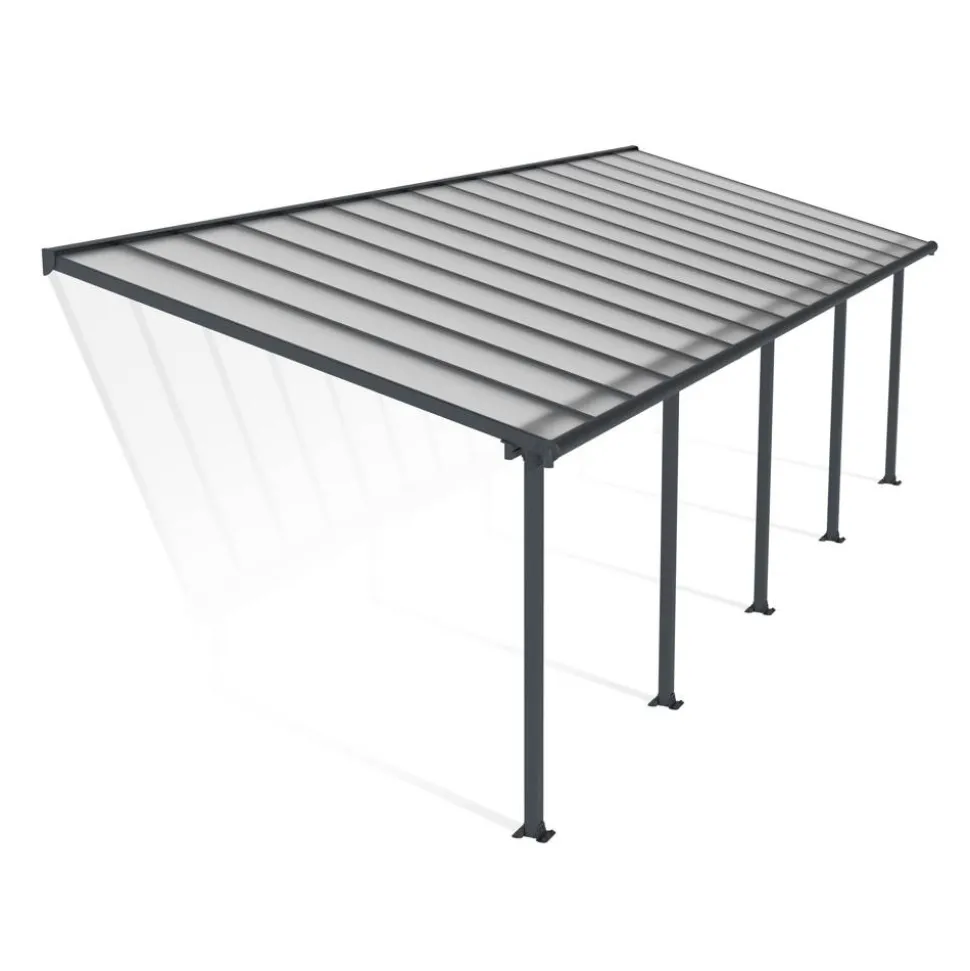 Terrassenüberdachung 'Olympia' anthrazit 294 x 924 cm Polycarbonat transparent