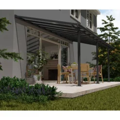 Terrassenüberdachung 'Olympia' anthrazit 294 x 619 cm Polycarbonat transparent
