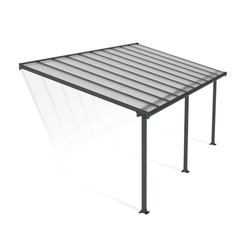Terrassenüberdachung 'Olympia' anthrazit 294 x 619 cm Polycarbonat transparent