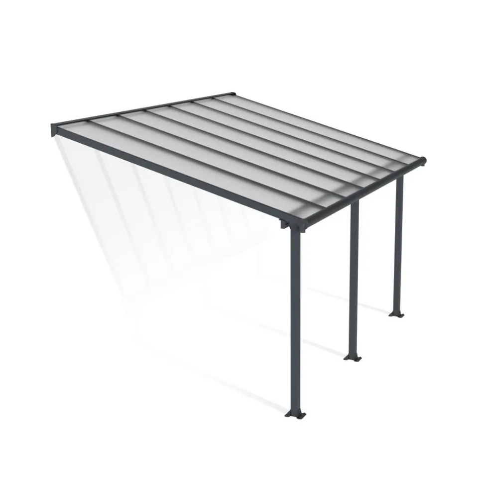 Terrassenüberdachung 'Olympia' anthrazit 294 x 425 cm Polycarbonat transparent